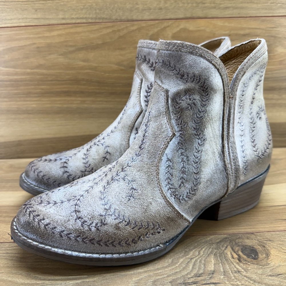 Sterling River Embroidered Western Boot Womens 10 M Cream Cowgirl Rodeo Festival